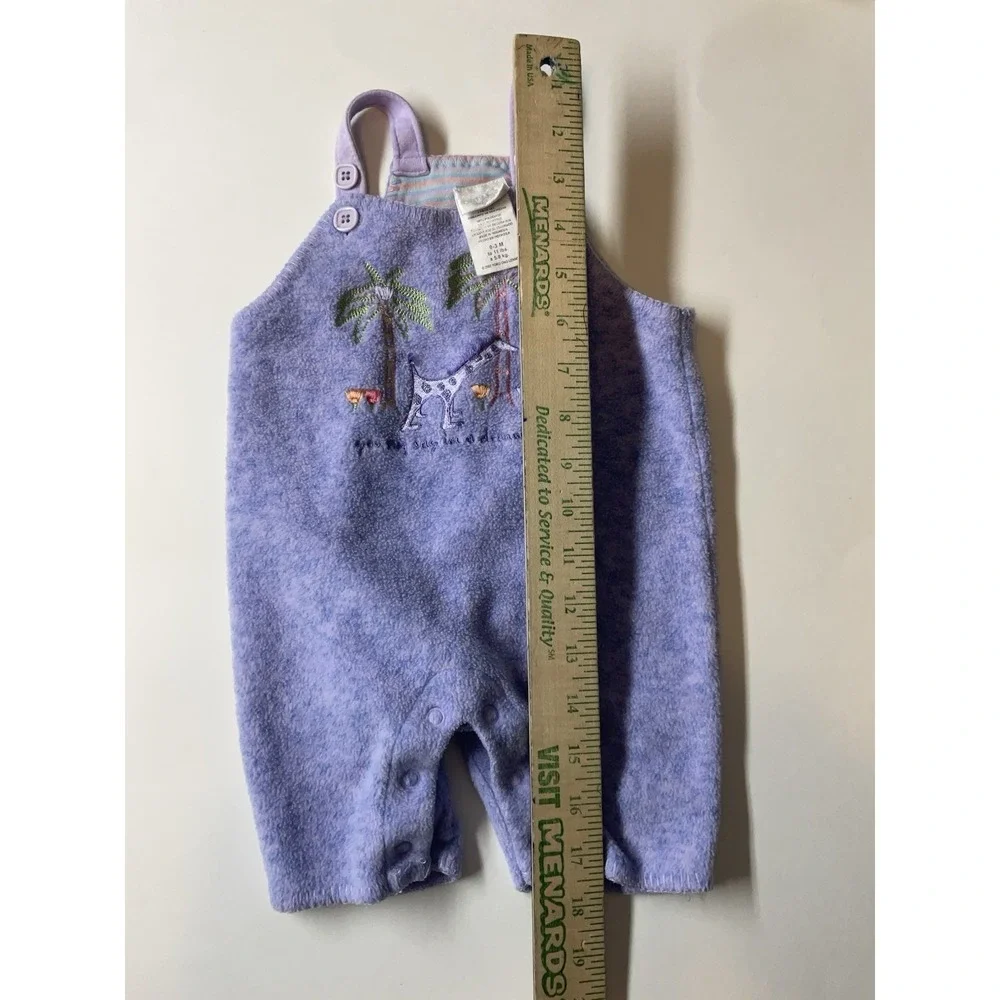 Vintage Carters John Lennon Fleece Overalls 3-6 Month‎ Lavender Purple Giraffe